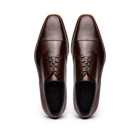 Zelli Enzo Classic Cap Toe Dress Shoes in Chestnut Calfskin Leather