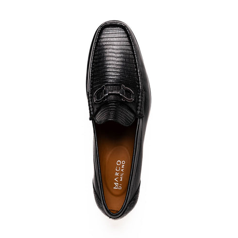 Marco Di Milano Enzo Black Lizard Bit Loafers