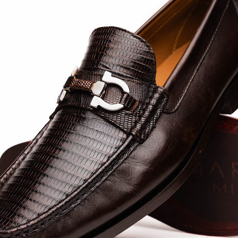 Marco Di Milano Enzo Brown Lizard Bit Loafers