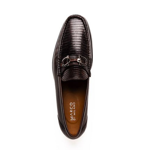 Marco Di Milano Enzo Brown Lizard Bit Loafers