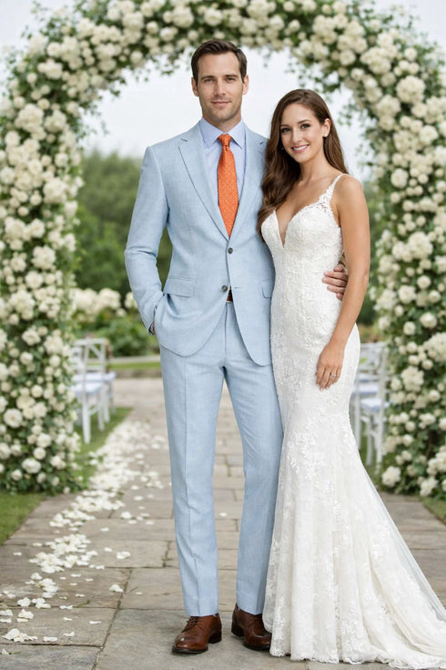 Enzo White, Khaki or Blue Linen Suits/ Free Shipping