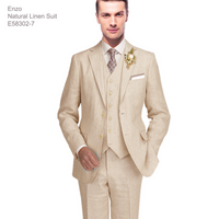 Enzo White, Khaki or Blue Linen Suits/ Free Shipping