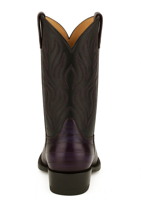 Men's King Exotic Snip Toe Eel Boots Handcrafted Burnished Purple (494RD0866)