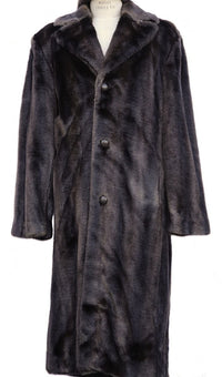 Mens Faux Fur Trench Coat - White Brown Black Faux Fur Jacket