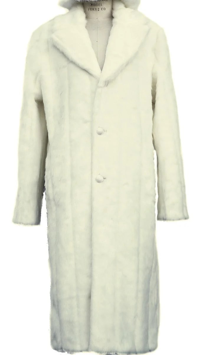 Faux Fur Overcoat - Long Top Coat Full length Coat Off-White main image 1