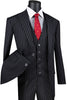 Mens Vested Gangster Pinstripe 1920's Suit in Black
