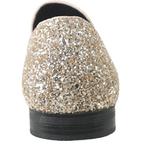 Bravo Mens Modern Glitter Sequin Prom Tuxedo Buckle Loafer in Gold - Men's Dress Shoes