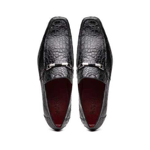 Marco Di Milano Fabro Black Caiman Bit Loafers