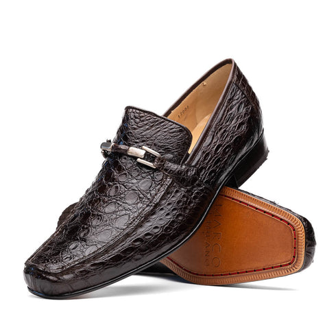 Marco Di Milano Fabro Brown Caiman Bit Loafers
