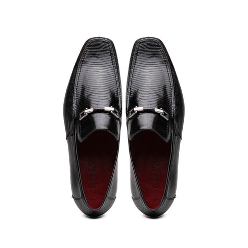 Marco Di Milano Fabro Black Lizard Bit Loafers