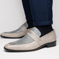 Marco_Di_Milano Fangio Gray Leather Loafers