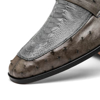 Marco Di Milano Fangio Serpentine Gray Leather Shoes