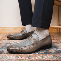 Marco Di Milano Fangio Serpentine Gray Leather Shoes