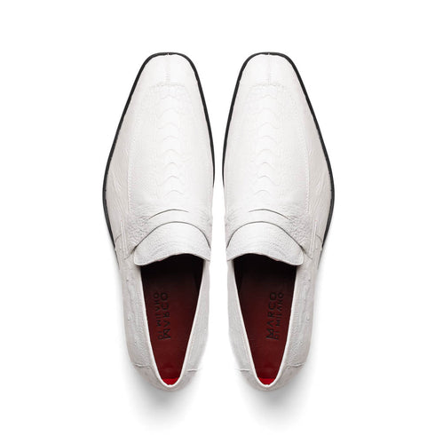 Marco Di Milano Fangio White Ostrich Penny Loafer