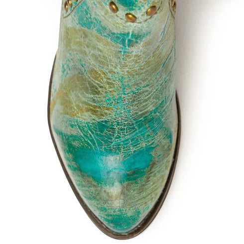 Ferrini Women's Stella Round Toe Ankle Boots Handcrafted - Turquoise 6101450