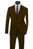 Mens Basic 2 Button Classic Fit Poplin Suit in Brown