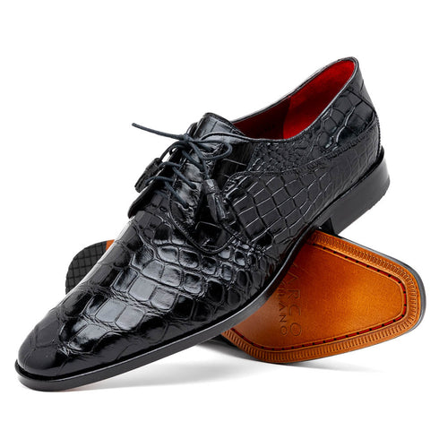 Marco Di Milano Fitipaldi Black Alligator Derby Shoe