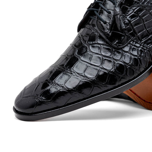 Marco Di Milano Fitipaldi Black Alligator Derby Shoe