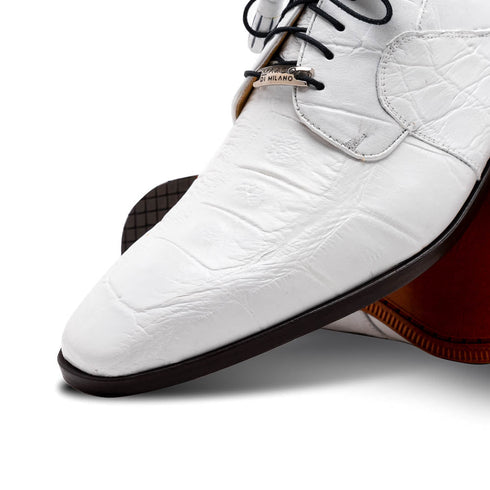 Marco Di Milano Fitipaldi  White Alligator Derby Shoe