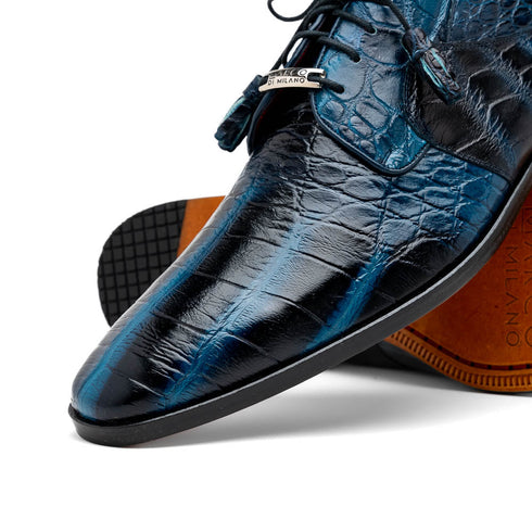 Marco Di Milano Fitipaldi Rustic Blue Alligator Derby Shoe