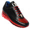 Belvedere Flash Black / Red Genuine Ostrich Soft Italian Calf Skin Sneakers