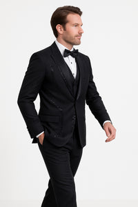 Black Italian Wool 3-Piece Modern Fit Tuxedo
