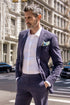 Mens Navy Blue Seersucker Suit – Cotton Fabric Shadow Pattern Ton on Tone Textured Two Button Notch Lapel Formal Summer Suit