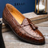 Zelli Franco Classic Ostrich Quill Tassel Loafers in Brown