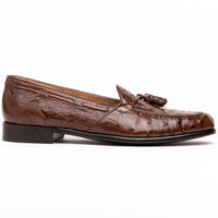 Zelli Franco Classic Ostrich Quill Tassel Loafers in Brown