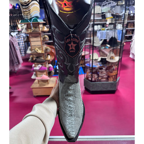 Rustic Black Ostrich Leg Boots