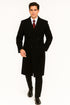 Full Length Mens Double Breasted Wool Overcoat - Black Topcoat