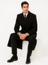 Full Length Mens Double Breasted Wool Overcoat - Black Topcoat