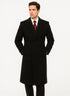Full Length Mens Double Breasted Wool Overcoat - Black Topcoat