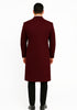 Fully Lined Dark Burgundy Wool Long Overcoat