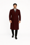 Fully Lined Dark Burgundy Wool Long Overcoat
