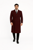 Fully Lined Dark Burgundy Wool Long Overcoat