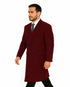 Fully Lined Dark Burgundy Wool Long Overcoat