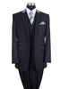 Mens Vested Peak Lapel with Contrast Collar Suit in Black/Grey