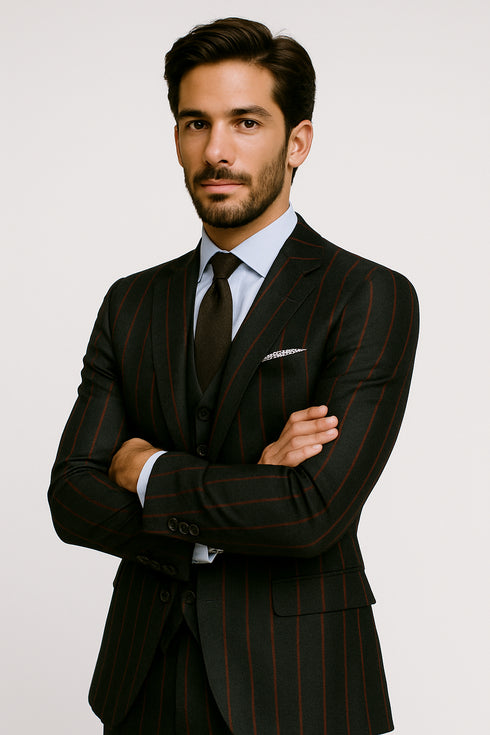 Mens 2 button Gangster Pinstripe Suit