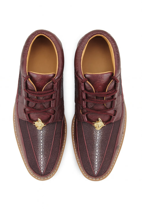 Los Altos Casual Burgundy Genuine Stingray / Ostrich Shoes