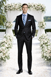 Giorgio Fiorelli Black and French Blue Two-Button Suit