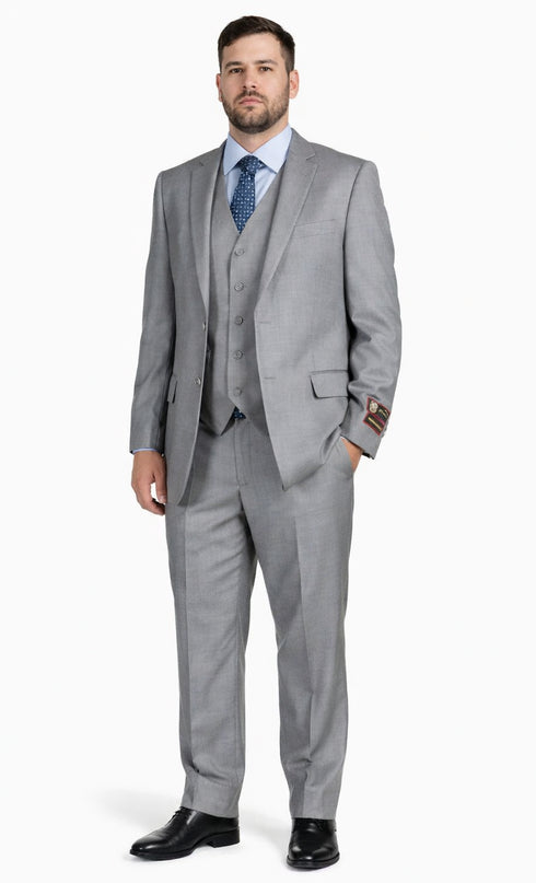 Giorgio Fiorelli Grey Two-Button Suit + Vest