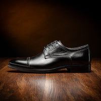 Zelli Giovanni Black Cap Toe Brogues with Textured Finish