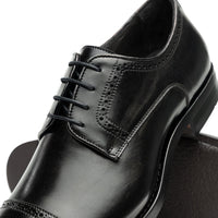 Zelli Giovanni Black Cap Toe Brogues with Textured Finish