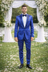 Giovanni Testi Navy Checkered Slim Fit Suit Tuxedo