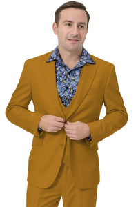 Gold Peak Lapel Suit for Men – Double Breasted Vest, Formal 3-Piece