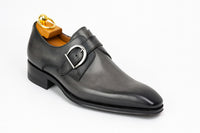 Mens Carrucci Classic Leather Fade Single D-Buckle Monk Strap Dress Shoe in Chestnut