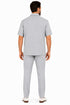 Men’s Light Gray Embroidered Walking Suit Set – 2 Piece Short Sleeve Casual Outfit