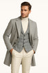 Men's Light Gray Double-Breasted Overcoat with Windowpane Vest – 3-Piece Wool Fabric By Alberto Nardoni