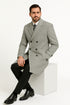 Mens Light Gray Double-Breasted Wool Overcoat – Classic Long Dress Coat for Winter